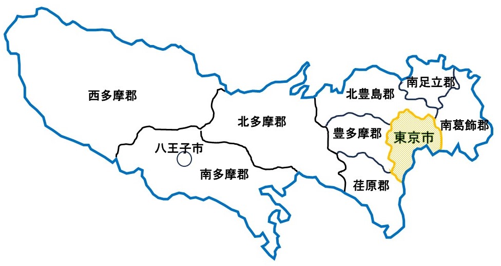 図2．関東大震災当時の東京府地図